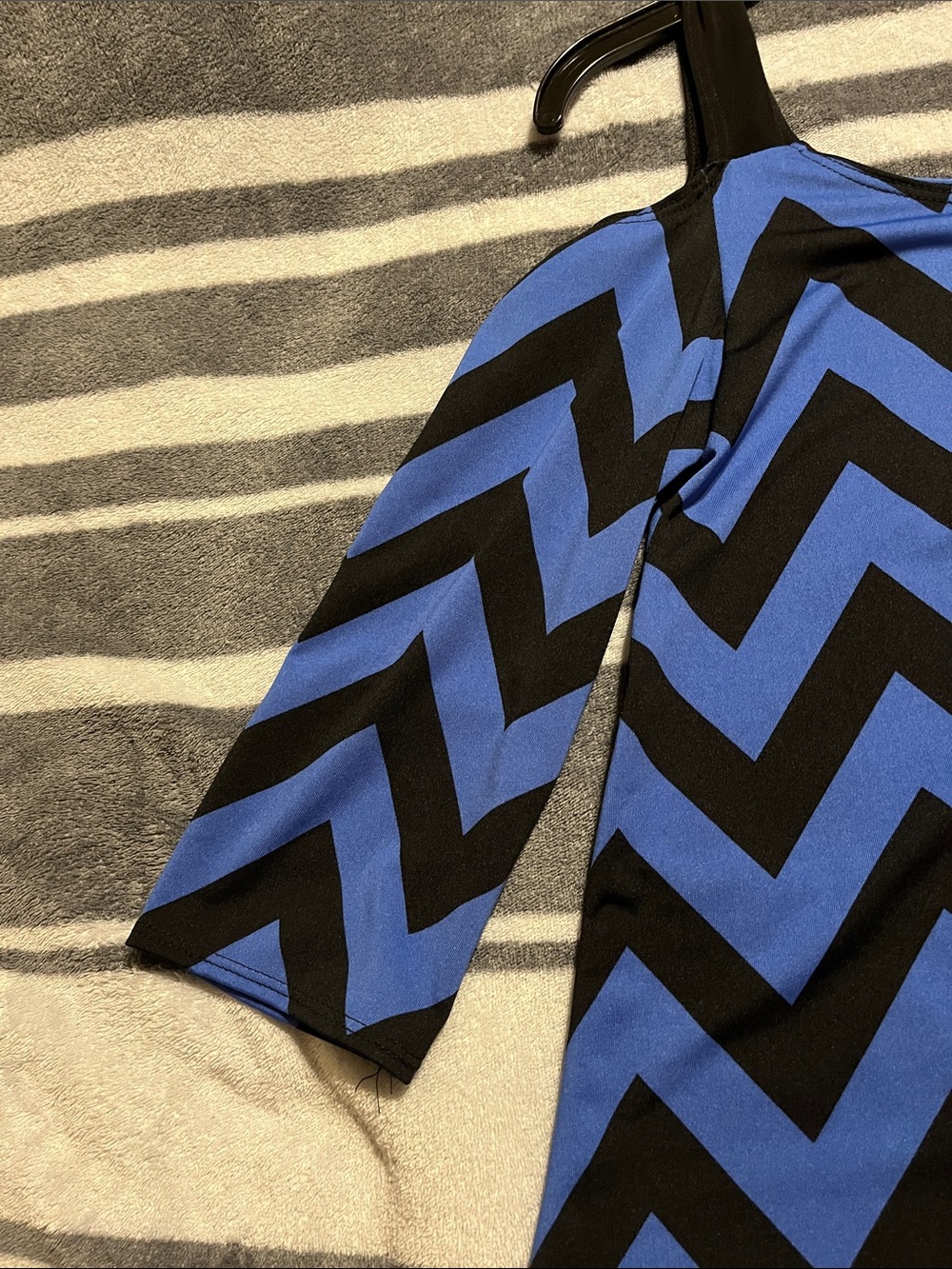 Star Vixen Blue and Black Chevron Cold-Shoulder Tunic - Picture 3 of 6